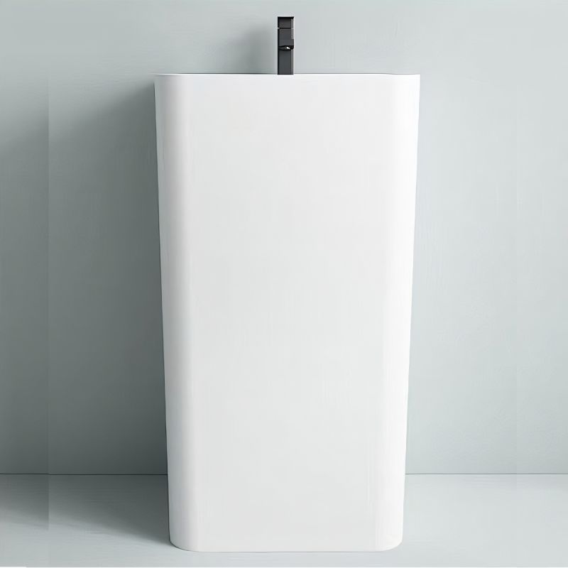 Lavoar stativ, freestanding, Alb Lucios, 45x36x85 cm, cu gaura de baterie, Colona