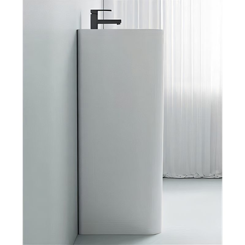 Lavoar stativ, freestanding, Alb Lucios, 45x36x85 cm, cu gaura de baterie, Colona