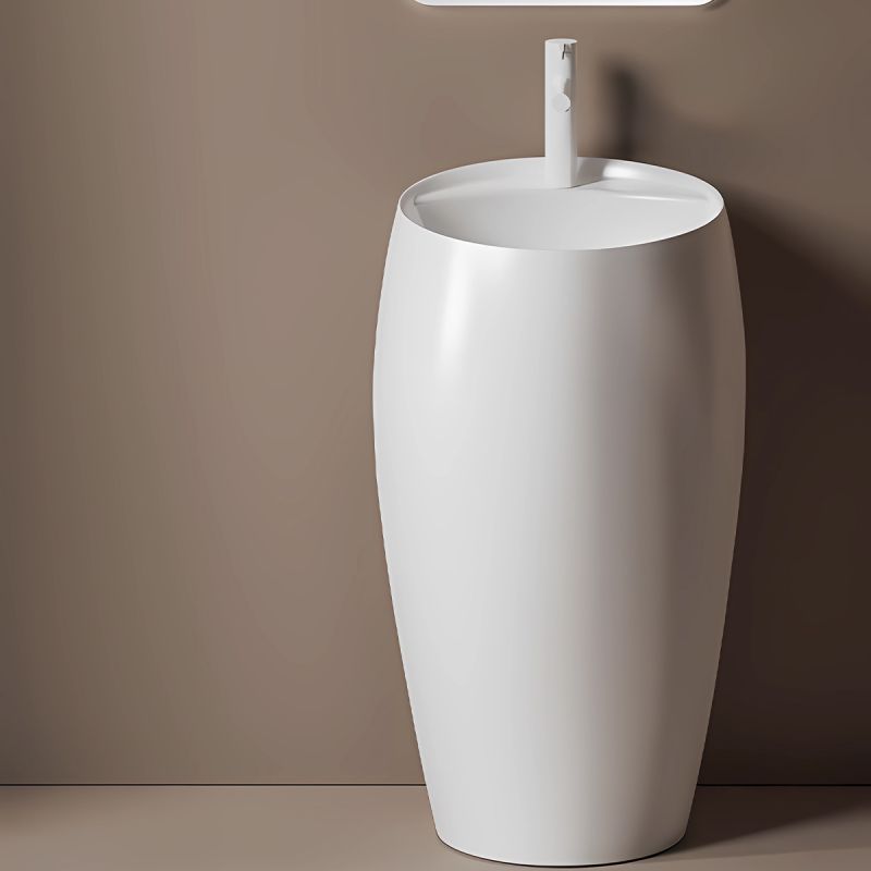 Lavoar stativ, freestanding, Alb Lucios, ceramica sanitara, 42 x 89 cm, Luna