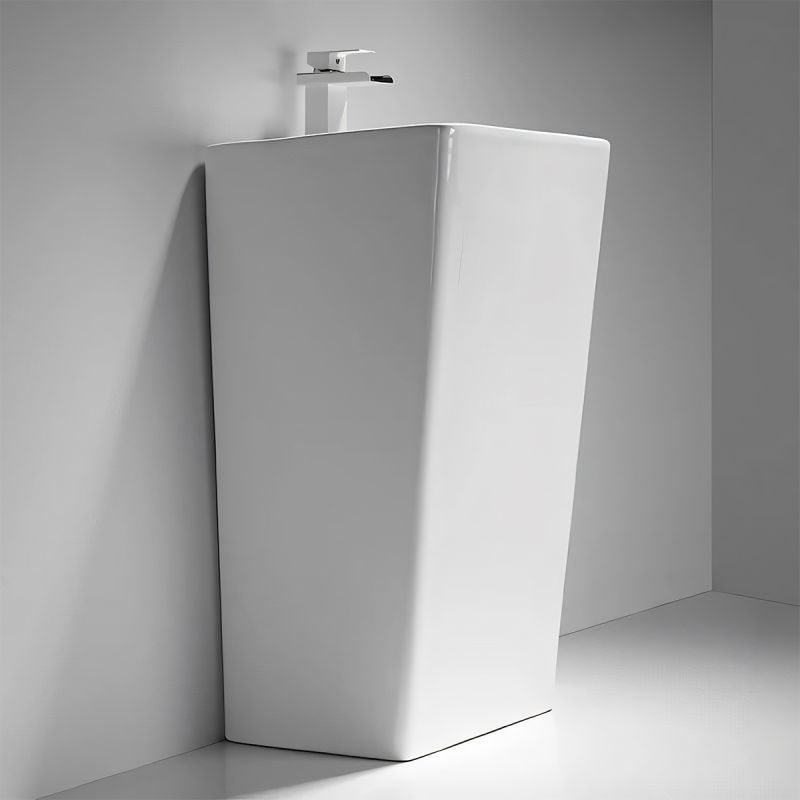 Lavoar stativ, freestanding, Alb Lucios, ceramica sanitara, 46.5 x 42.5 x 84 cm , gaura baterie, Roma