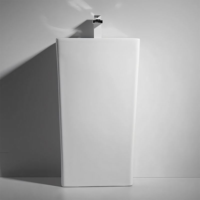 Lavoar stativ, freestanding, Alb Lucios, ceramica sanitara, 46.5 x 42.5 x 84 cm , gaura baterie, Roma