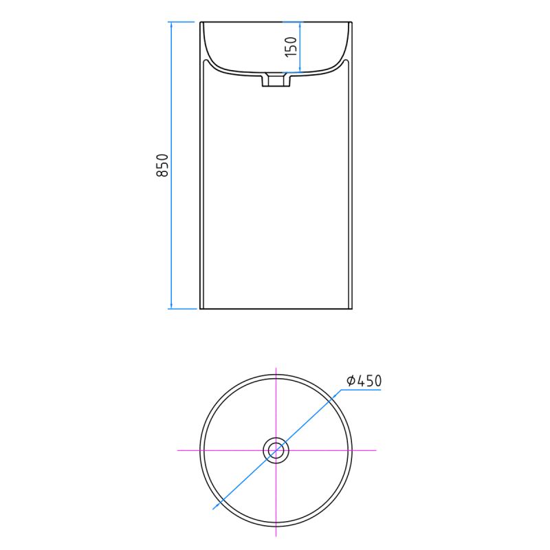 Lavoar stativ, freestanding, CristalMood, culoarea Rosu Visiniu, transparent, 45x45x85 cm, ventil inclus, Sole