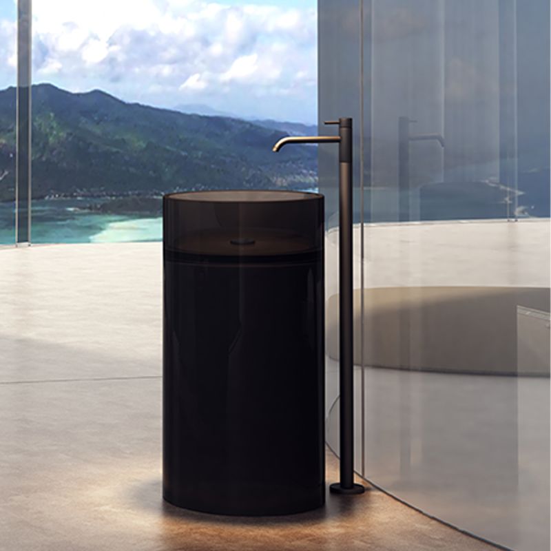 Lavoar stativ, freestanding, CristalMood, Negru transparent, 44.5x44.5x80 cm, ventil inclus, Sole