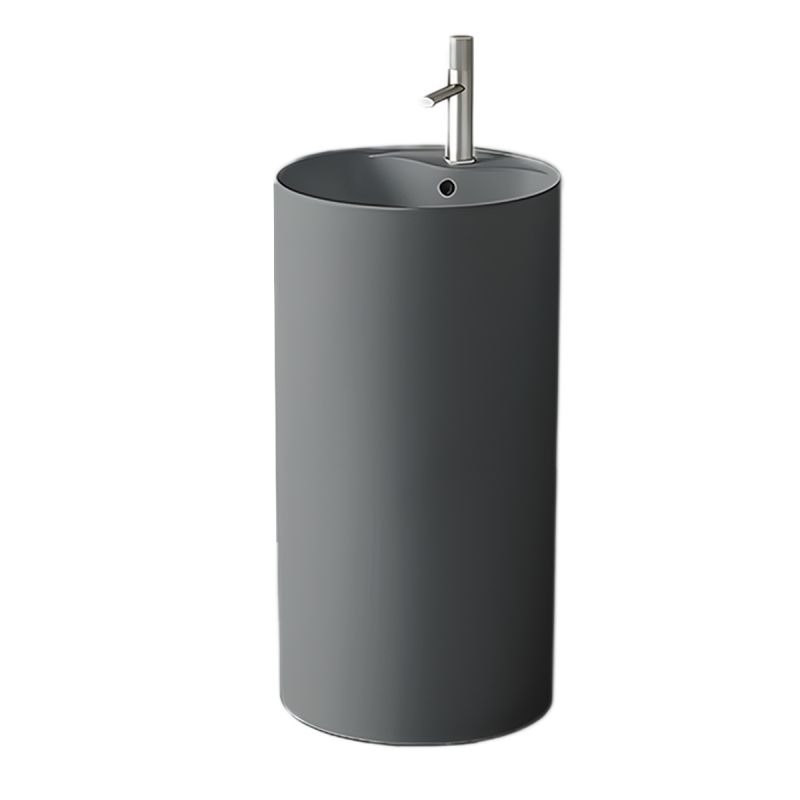 Lavoar stativ, Gri Mat, Power Color, cu gaura de baterie, diametru 45 cm, ceramica sanitara, Modena
