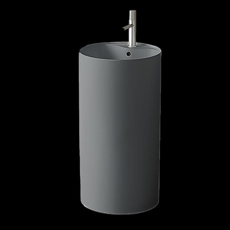 Lavoar stativ, Gri Mat, Power Color, cu gaura de baterie, diametru 45 cm, ceramica sanitara, Modena