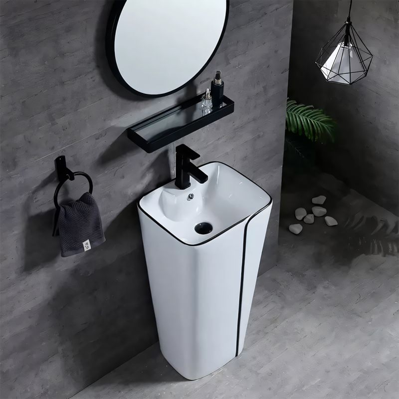 Lavoar stativ Lazio, 43x36x86 cm, montaj pe podea, cu gaura de baterie, ceramica sanitara, Royalty Line by Ego