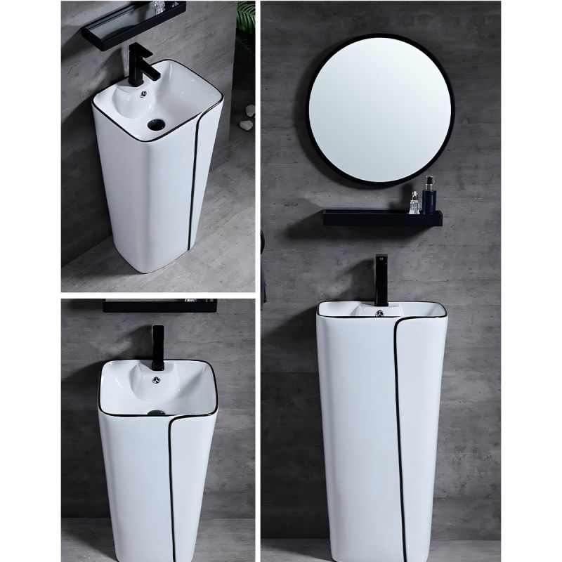 Lavoar stativ Lazio, 43x36x86 cm, montaj pe podea, cu gaura de baterie, ceramica sanitara, Royalty Line by Ego