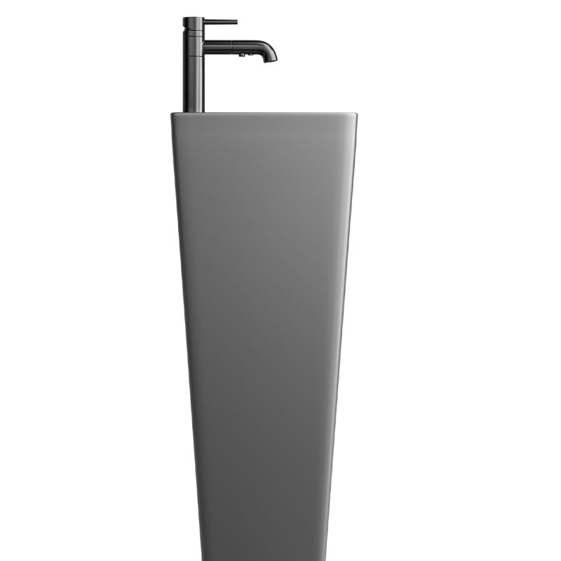 Lavoar stativ Lazio Gun Grey, 43x35x85 cm, montaj pe podea, cu gaura de baterie, ceramica sanitara, Royalty Line by Ego