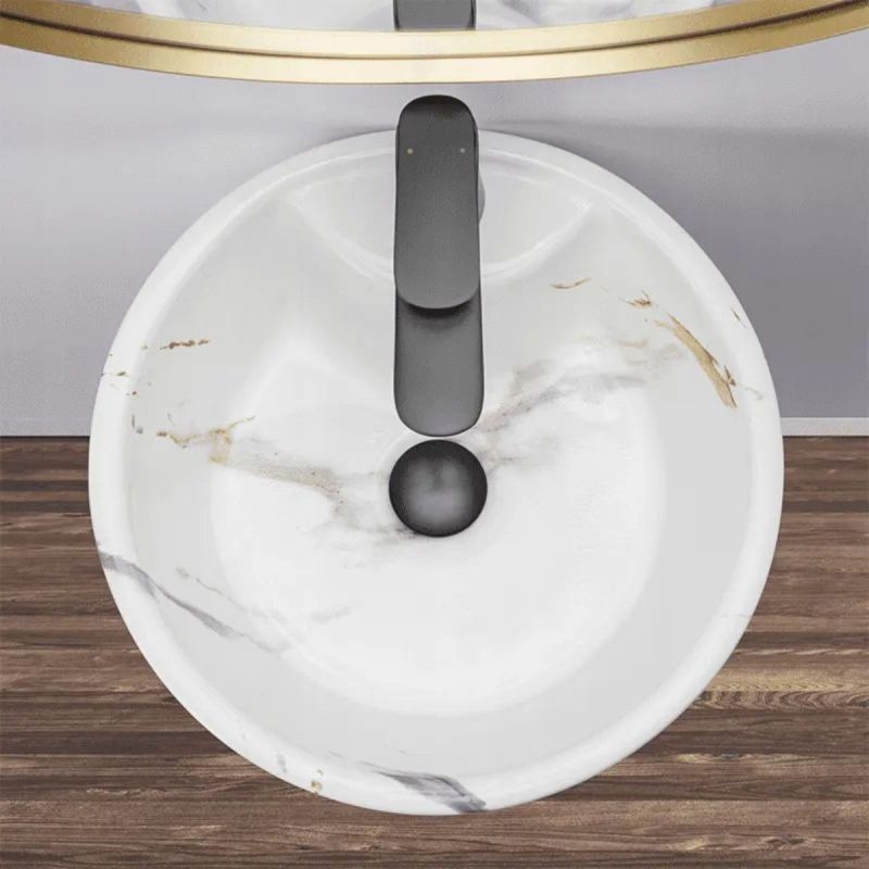 Lavoar stativ Lucia Marble, 40x40x84 cm, montaj pe podea, ceramica sanitara
