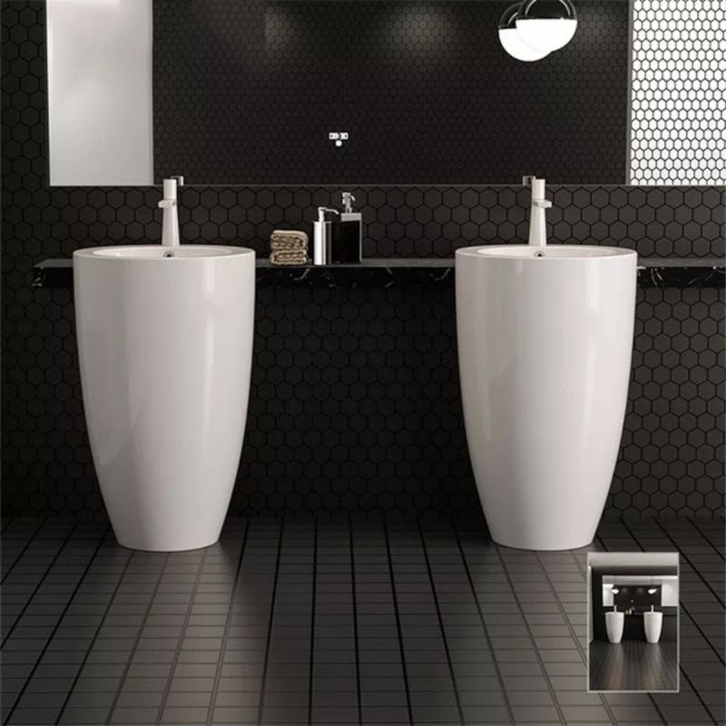Lavoar stativ Marco, Alb, 50x50x82 cm, montaj pe podea, ceramica sanitara