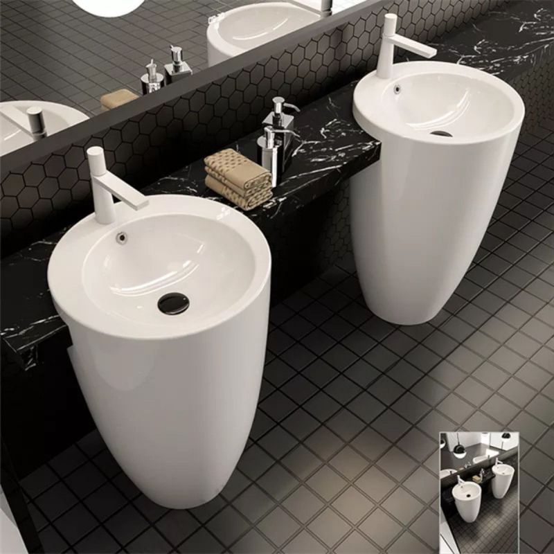 Lavoar stativ Marco, Alb, 50x50x82 cm, montaj pe podea, ceramica sanitara