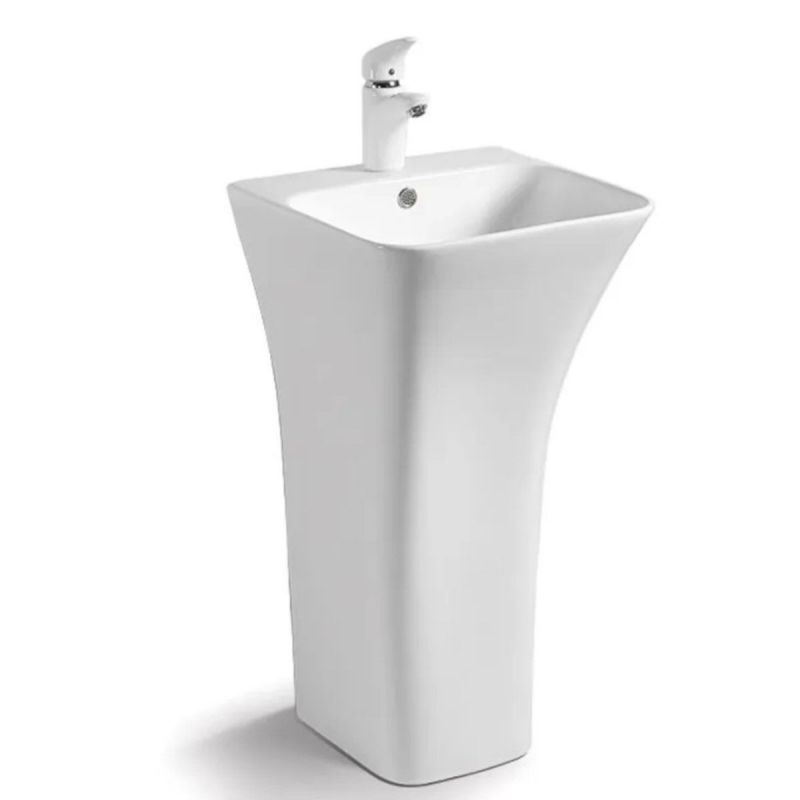 Lavoar stativ Novia, Alb, 45x43x84 cm,cu gaura de baterie, montaj pe podea, ceramica sanitara