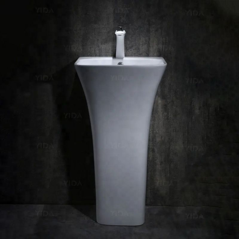 Lavoar stativ Novia, Alb, 45x43x84 cm,cu gaura de baterie, montaj pe podea, ceramica sanitara