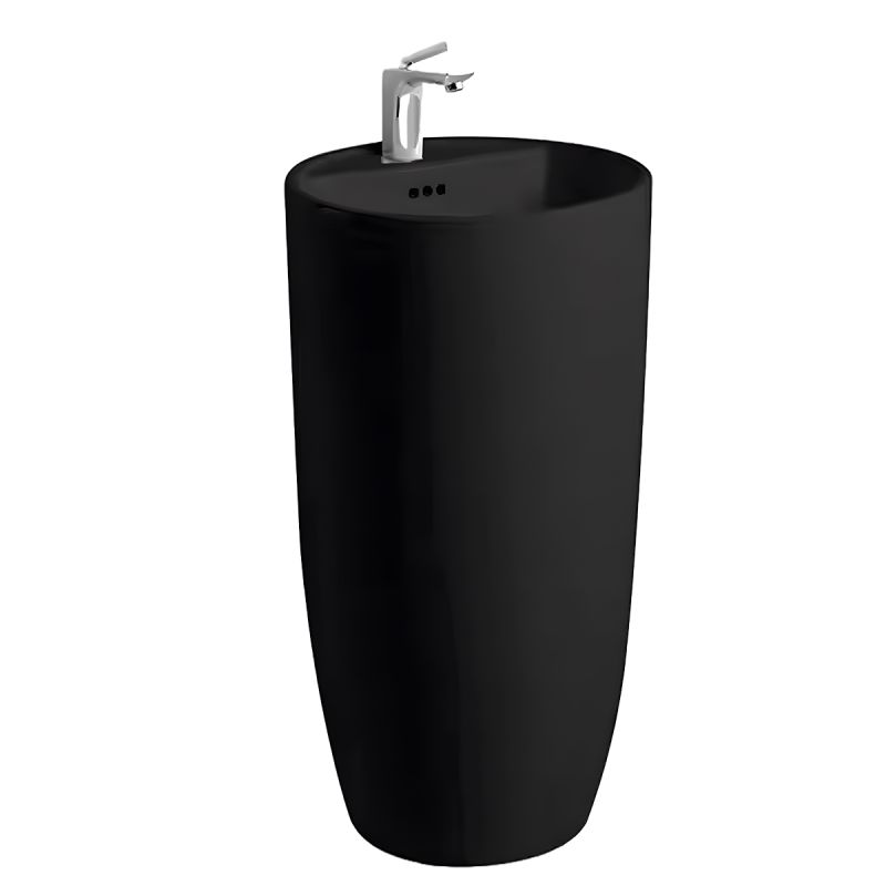 Lavoar stativ, Power Color, Negru Mat exterior si interior, 45x45x84 cm,  ceramica sanitara, Fida