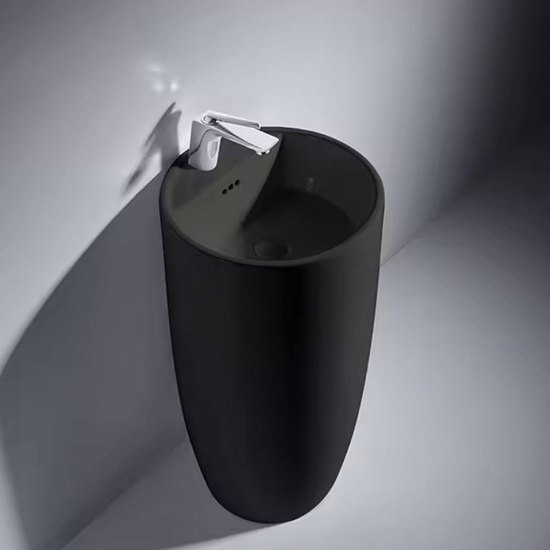 Lavoar stativ, Power Color, Negru Mat exterior si interior, 45x45x84 cm,  ceramica sanitara, Fida