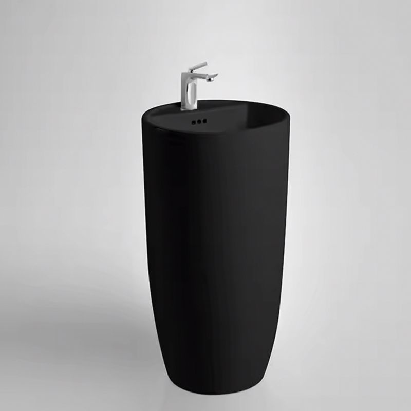 Lavoar stativ, Power Color, Negru Mat exterior si interior, 45x45x84 cm,  ceramica sanitara, Fida