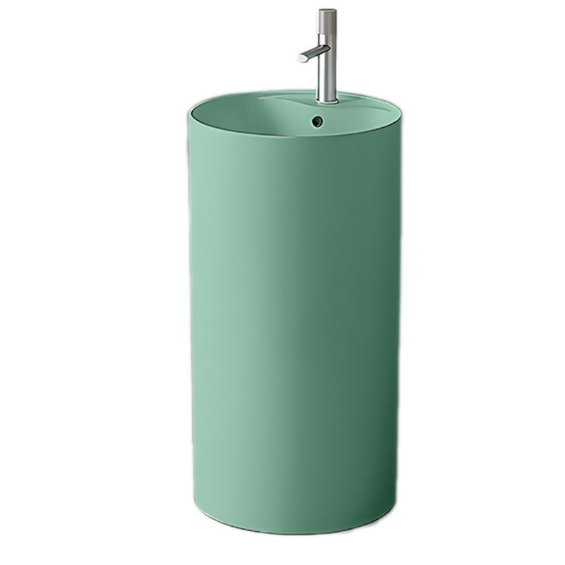Lavoar stativ, Verde Mint Mat, Power Color, cu gaura de baterie, diametru 45 cm, ceramica sanitara, Modena