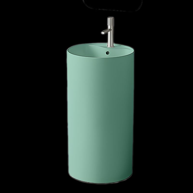 Lavoar stativ, Verde Mint Mat, Power Color, cu gaura de baterie, diametru 45 cm, ceramica sanitara, Modena