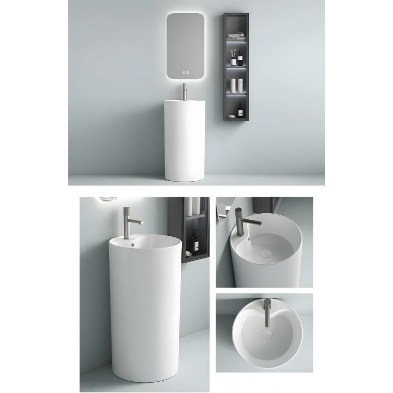 Lavoar stativ, Verde Mint Mat, Power Color, cu gaura de baterie, diametru 45 cm, ceramica sanitara, Modena