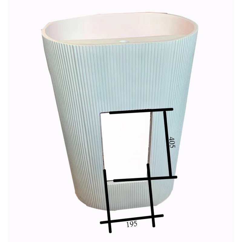 Lavoar stativ Vizini din compozit mineral, 2 spatii de depozitare Gri concrete, 57x40x86 cm, cu gaura de baterie
