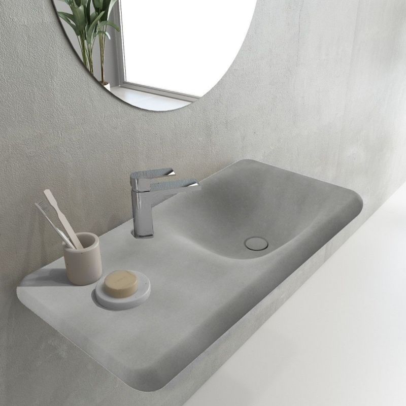 Lavoar Talia, montaj Suspendat sau incastrat in blat, 90x45 cm, capac ceramic, gri ciment mat, Royalty Line by Ego