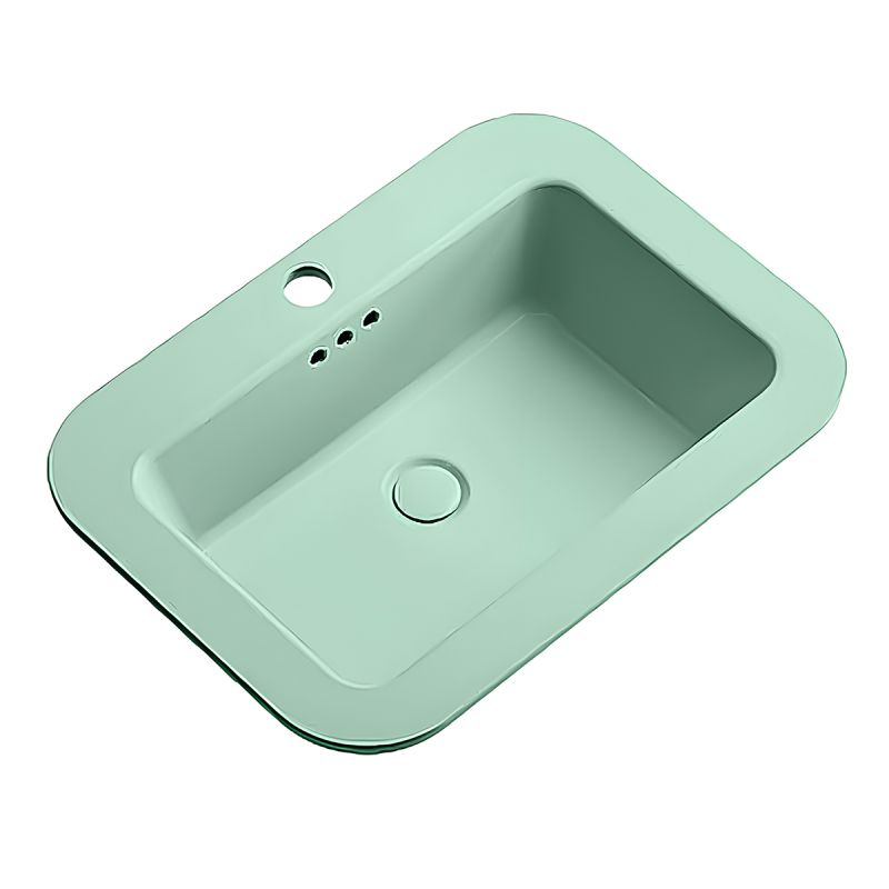 Lavoar, Verde Mint Mat, Power Color, montaj semi-incastrat, cu gaura de baterie, ceramica sanitara, 60x44 cm, Monza