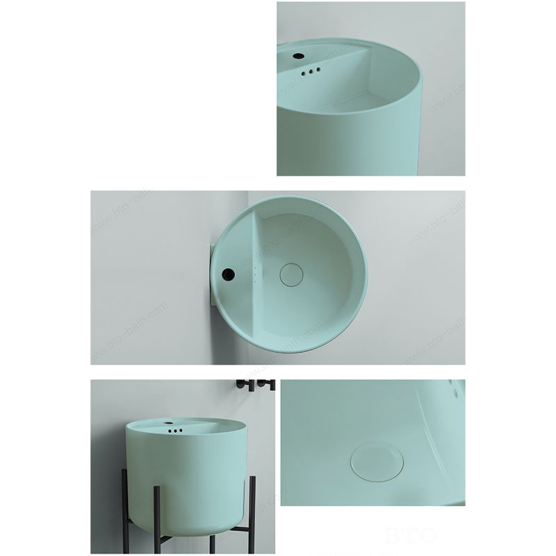 Lavoar Verde Mint Mat, Power Color, montaj suspendat sau pe blat, cu gaura de baterie 45x45 cm, Antilo
