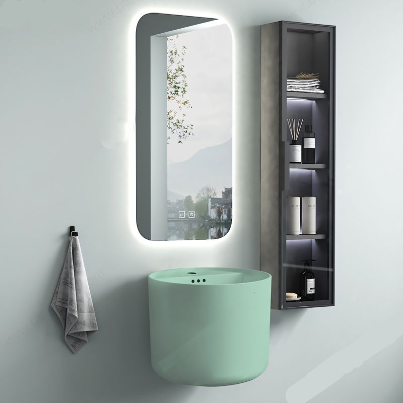 Lavoar Verde Mint Mat, Power Color, montaj suspendat sau pe blat, cu gaura de baterie 45x45 cm, Antilo