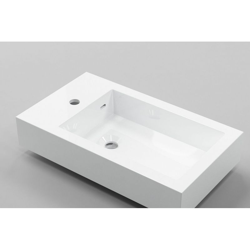 Lavoar Zita, compozit mineral, montaj suspendat sau pe blat, gaura de baterie pe stanga, 62x35 cm