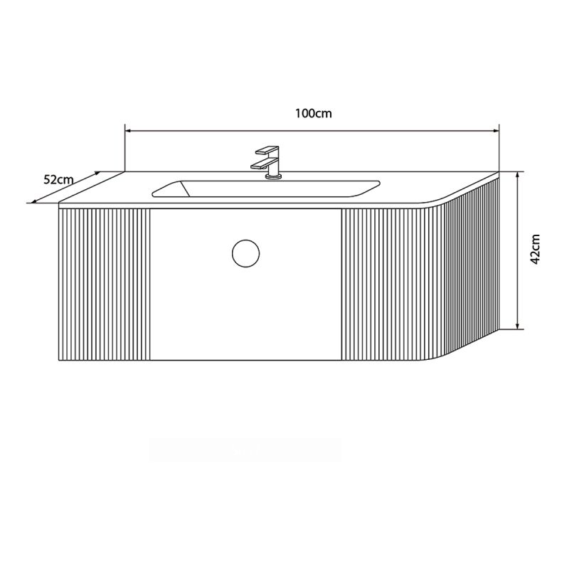 Mobilier baie din Mdf, cu lavoar din compozit corian, dimensiuni: 100 x 52 cm, inchidere Soft Close, Nest
