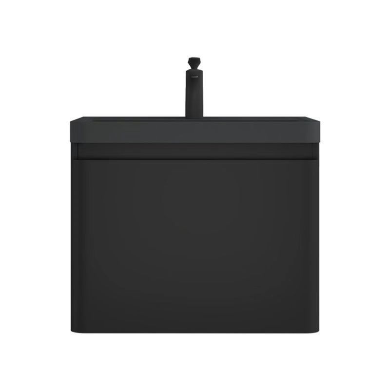 Mobilier baie din Mdf vopsit, lavoar din compozit, inchidere Soft-Close, 60x42x50 cm, Negru Mat, Verona
