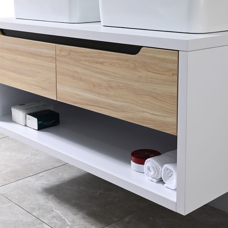 Mobilier de baie, 120 x 55, Lemn stratificat, 2 sertare cu inchidere soft-close, spatiu de depozitare, Riviera