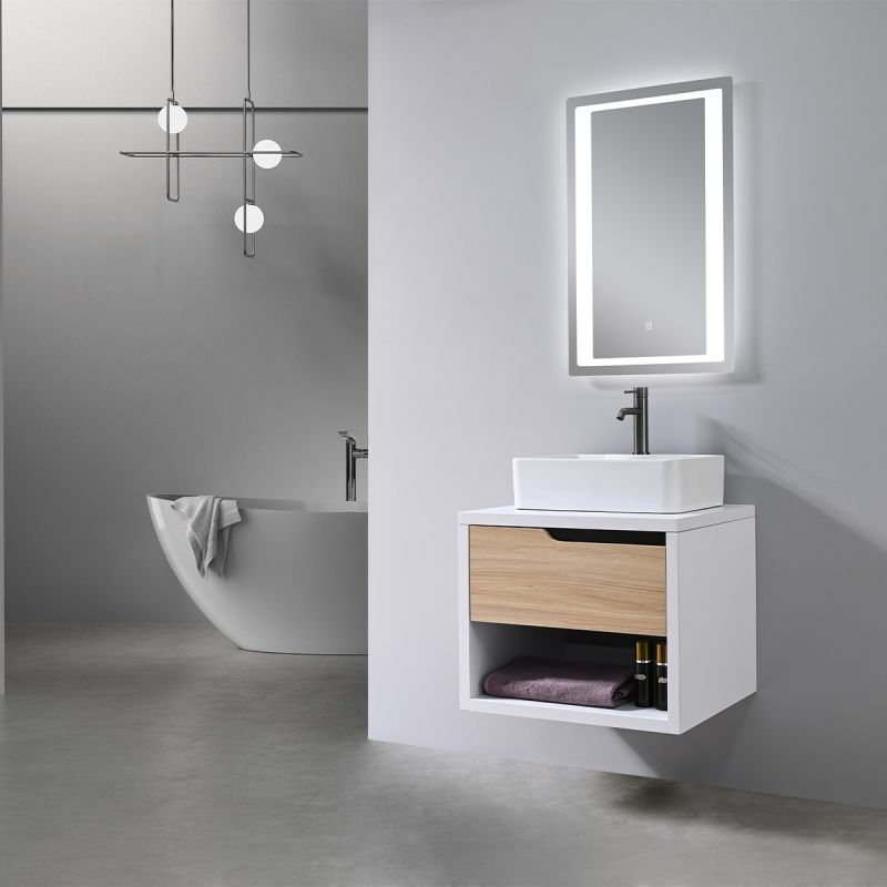 Mobilier de baie, 60 x 55, Lemn stratificat, Sertar cu inchidere soft close, spatiu de depozitare, Riviera