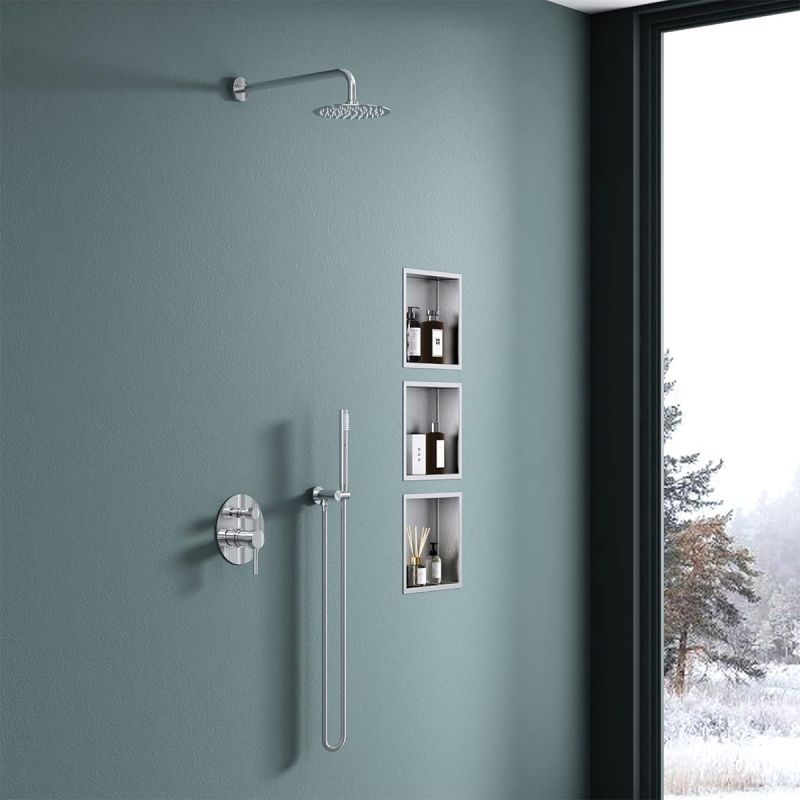Nisa de dus, raft incastrat in perete, otel, 30x30 sau 60x30, Crom, Flux