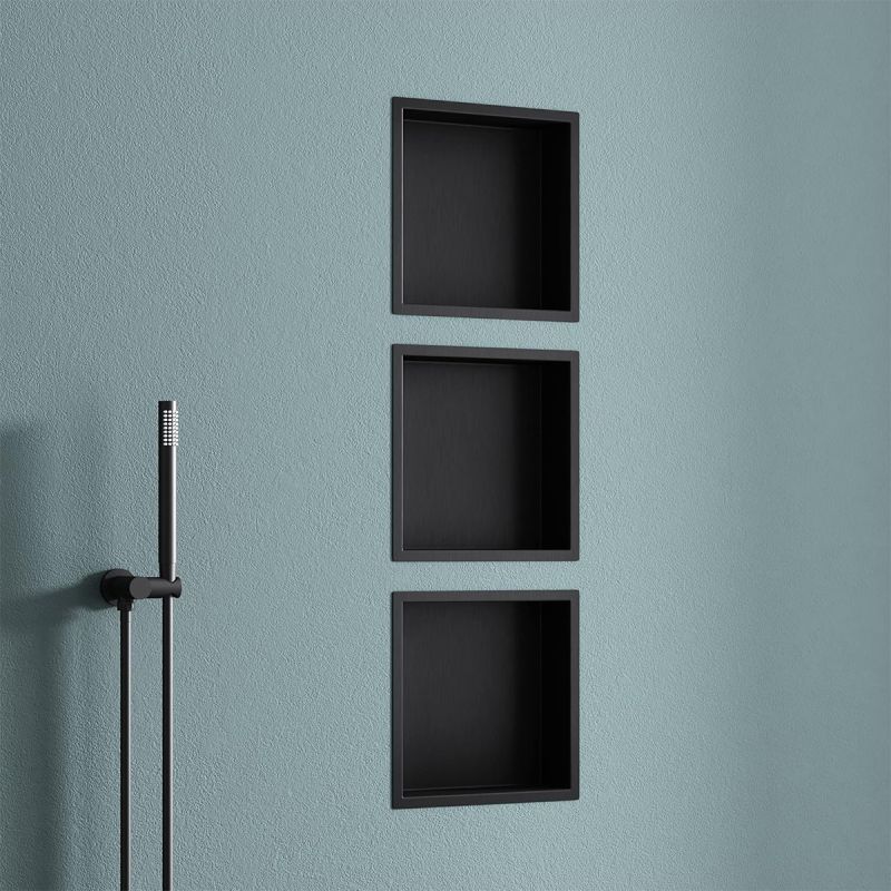 Nisa de dus, raft incastrat in perete, otel, 30x30 sau 60x30, Negru Mat, Flux