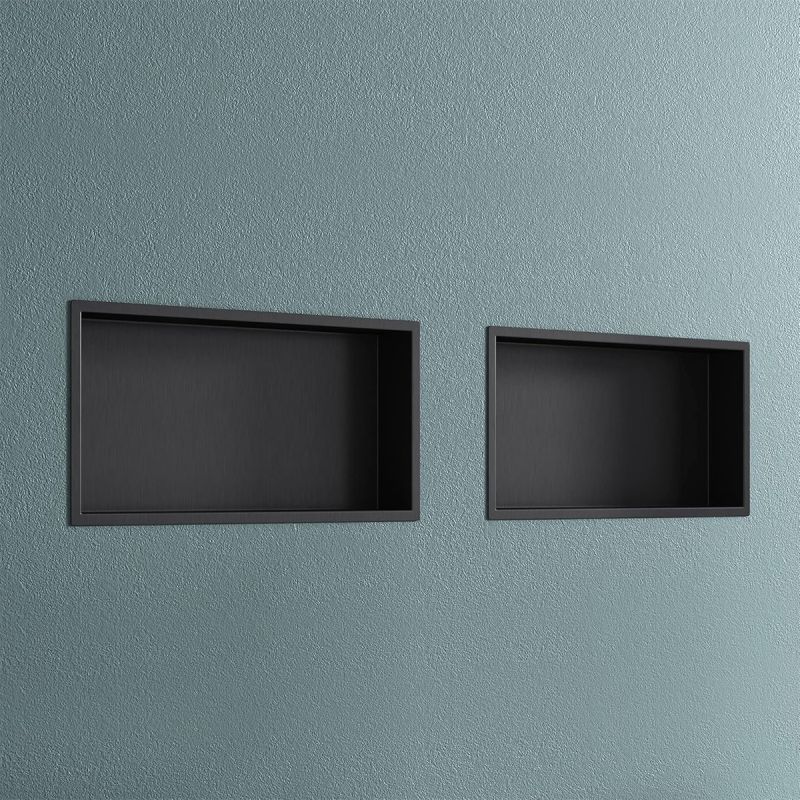 Nisa de dus, raft incastrat in perete, otel, 30x30 sau 60x30, Negru Mat, Flux