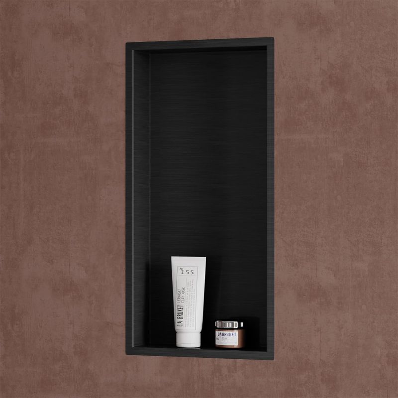 Nisa de dus, raft incastrat in perete, otel, 30x30 sau 60x30, Negru Mat, Flux