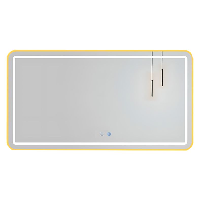 Oglinda Led, Cadru auriu, Dezaburire, Buton Touch, 3 Culori, Intensitate reglabila, dimensiuni 60-70x80-150 cm, Feliz
