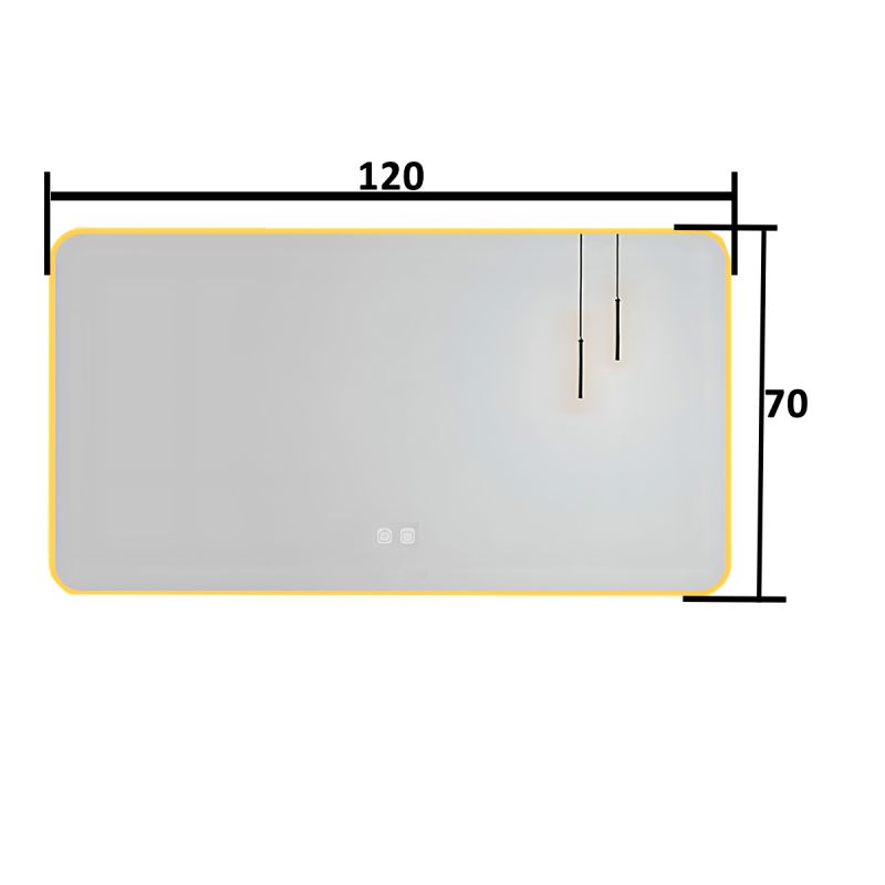 Oglinda Led, Cadru auriu, Dezaburire, Buton Touch, 3 Culori, Intensitate reglabila, dimensiuni 60-70x80-150 cm, Feliz