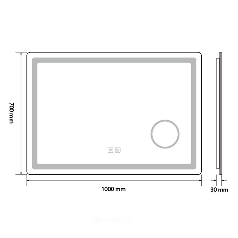 Oglinda Led, cu Lupa cosmetica, Dezaburire, Touch, 3 Culori, 5 mm, dimensiuni 70-80 x 60-90-10-120-140 cm, Velora