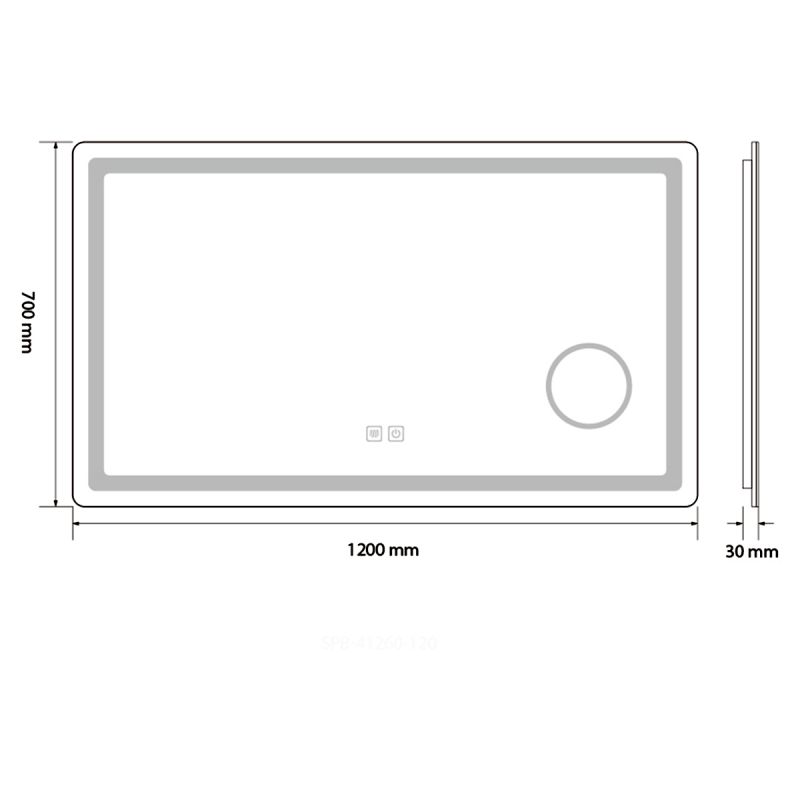 Oglinda Led, cu Lupa cosmetica, Dezaburire, Touch, 3 Culori, 5 mm, dimensiuni 70-80 x 60-90-10-120-140 cm, Velora