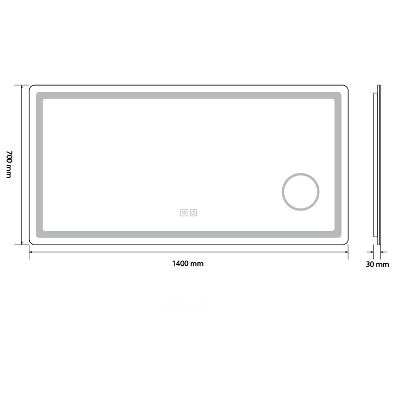 Oglinda Led, cu Lupa cosmetica, Dezaburire, Touch, 3 Culori, 5 mm, dimensiuni 70-80 x 60-90-10-120-140 cm, Velora