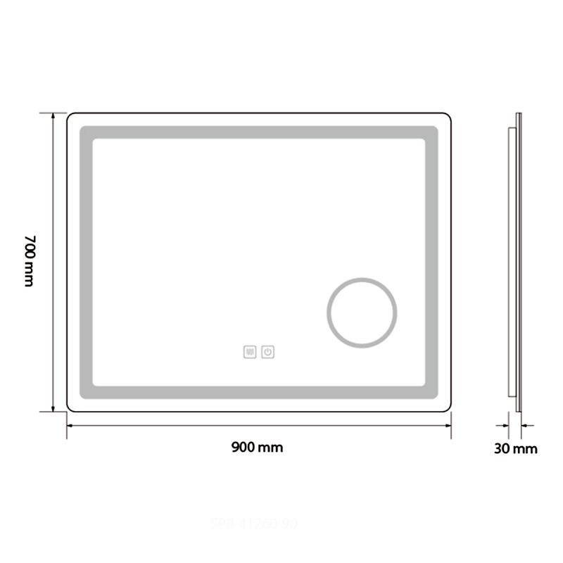 Oglinda Led, cu Lupa cosmetica, Dezaburire, Touch, 3 Culori, 5 mm, dimensiuni 70-80 x 60-90-10-120-140 cm, Velora