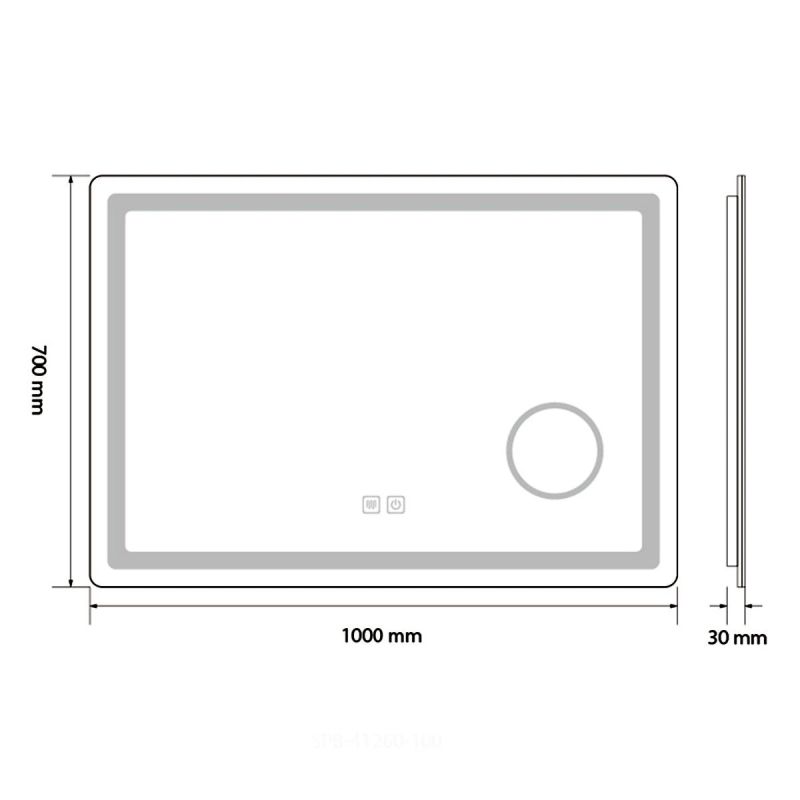 Oglinda Led, cu Lupa cosmetica, Resigilat, Dezaburire, Touch, 3 Culori, 5 mm, dimensiuni 100x70 cm, Velora