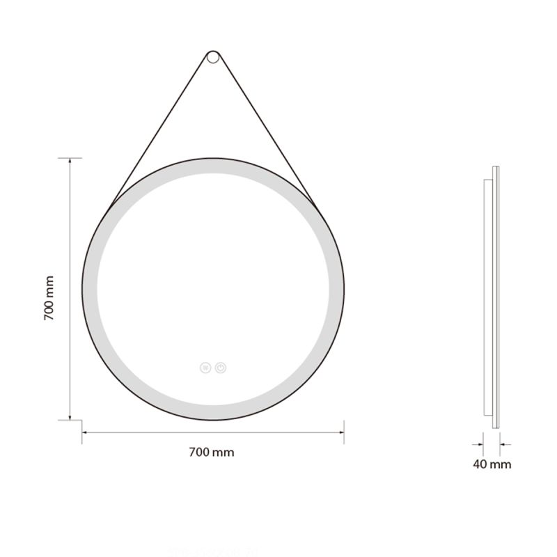 Oglinda Led, curea, cadru negru, touch, 3 Culori, dezaburire, 5 mm, diametru de 70- 80 cm, Spectra