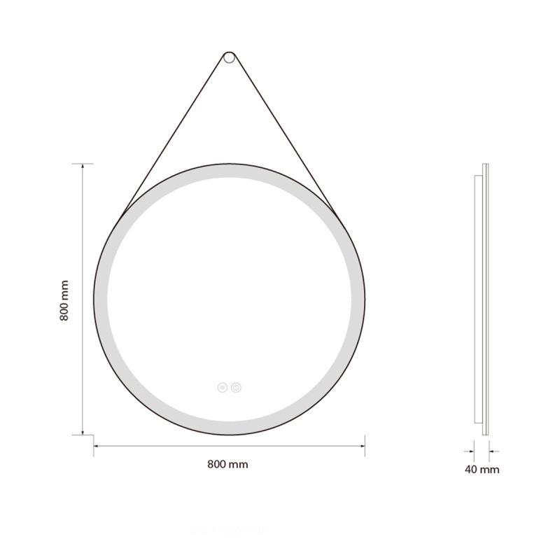 Oglinda Led, curea, cadru negru, touch, 3 Culori, dezaburire, 5 mm, diametru de 70- 80 cm, Spectra