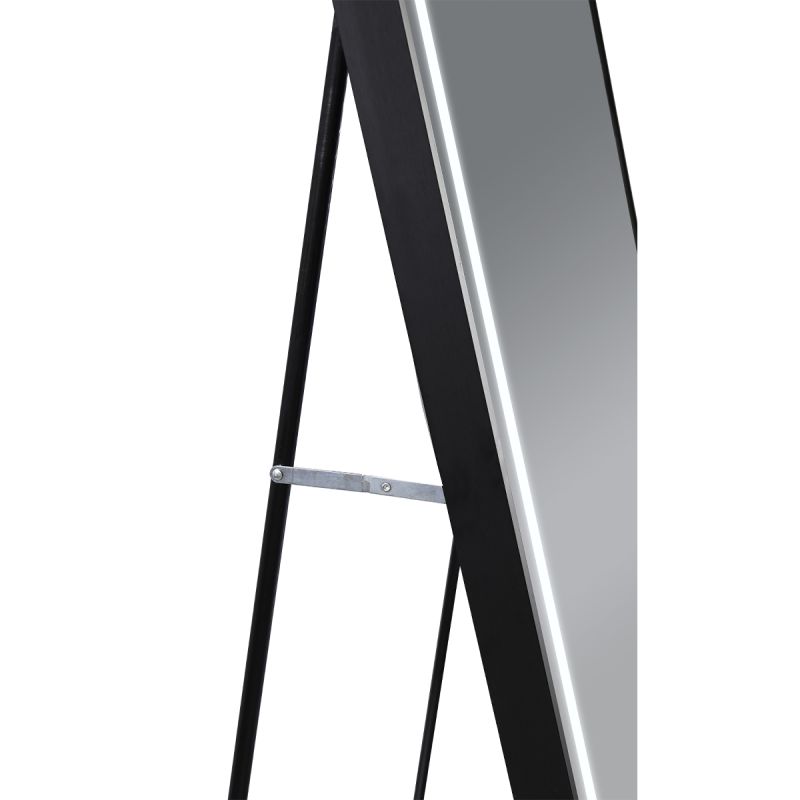 Oglinda Led de podea sau perete, cadru negru aluminiu, touch, 3 Culori, dezaburire, 5 mm, dimensiune: 60x165 cm, Mirage