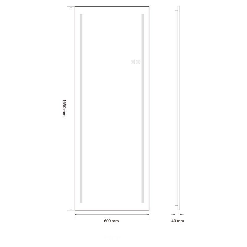 Oglinda Led de podea sau perete, cadru negru aluminiu, touch, 3 Culori, dezaburire, 5 mm, dimensiune: 60x165 cm, Mirage
