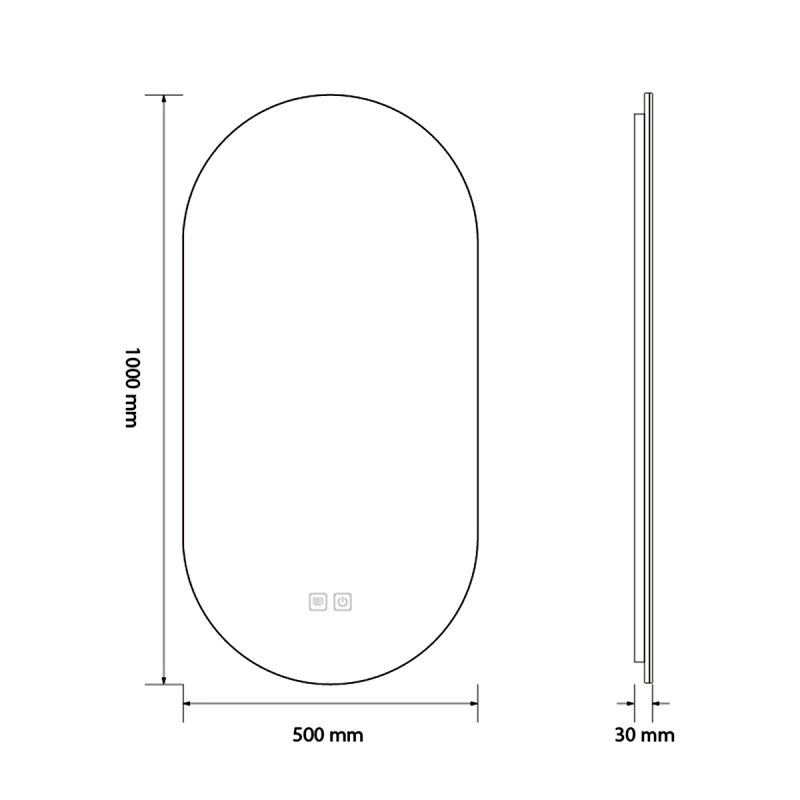 Oglinda Led, Dezaburire, 3 Culori, Touch, 5 mm, cadru ultra-slim negru, dimensiuni 50x100-40x120 cm, Victoria