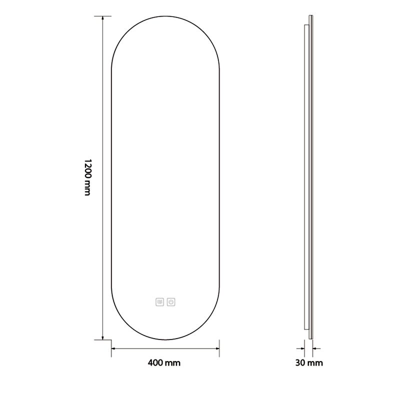 Oglinda Led, Dezaburire, 3 Culori, Touch, 5 mm, cadru ultra-slim negru, dimensiuni 50x100-40x120 cm, Victoria